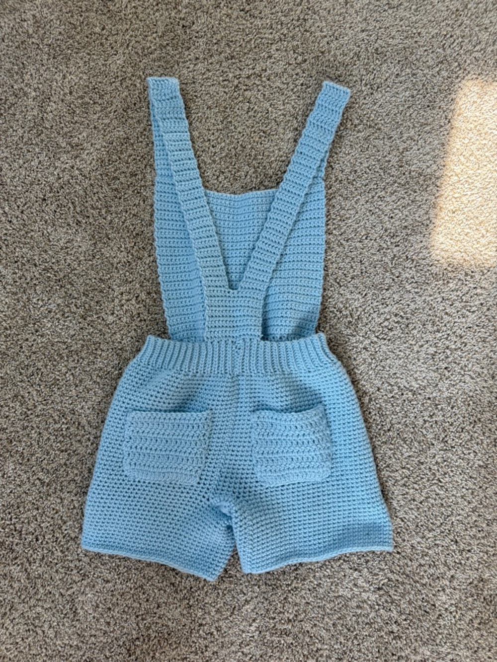 Handmade Light Blue Crochet Suspender Shorts Overalls Romper Jumpsuit